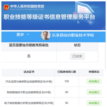 乐亭职校获批教育部全国 “1+X”证书制度试点院校