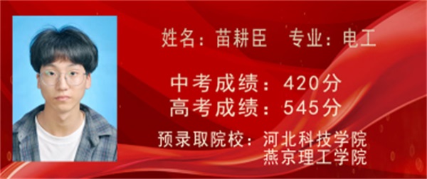 职校高考 风景独好在河北省2020年对口高考中，乐亭职校高三实验班学生吝桥鑫以656分取得全省47名的佳绩，超出本科线1