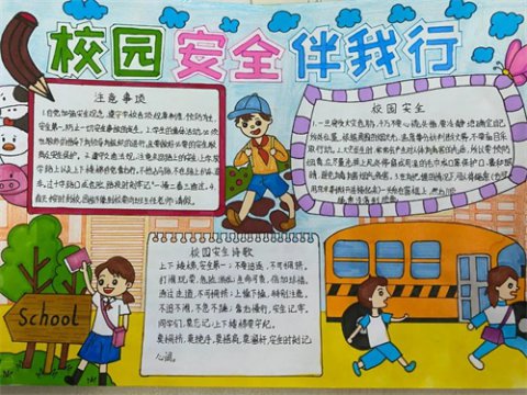 开平职校“安全伴我在校园”手抄报评比活动