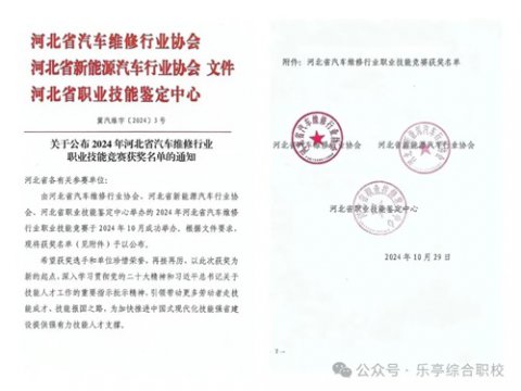 乐亭职校多名师生在省汽修技能大赛中获奖